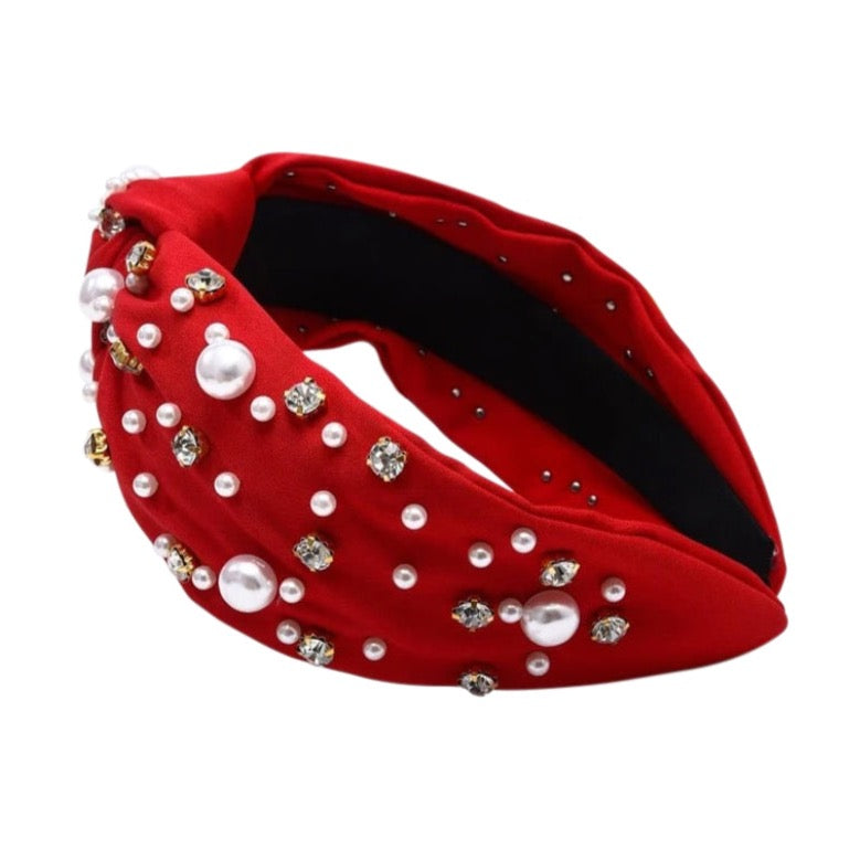 Oakleigh Embellished Knot Headband, Berry