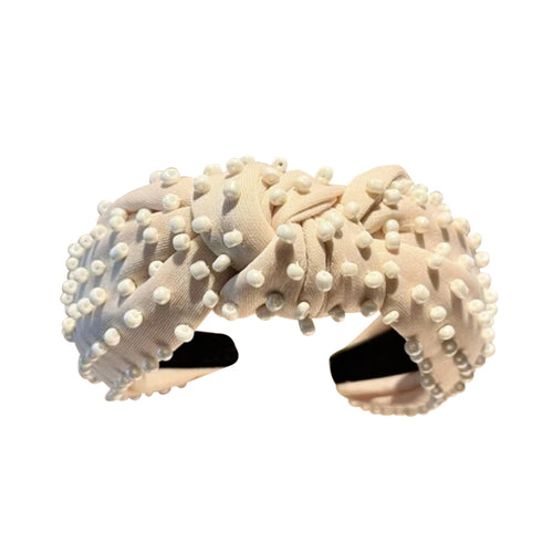 Corey Embellished Knot Headband, Natural