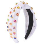 Judith Embellished Multi-Bling Knot Headband, White