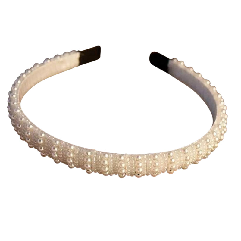 Nova 2.0 Embellished Thin Crystal Headband, Pearl