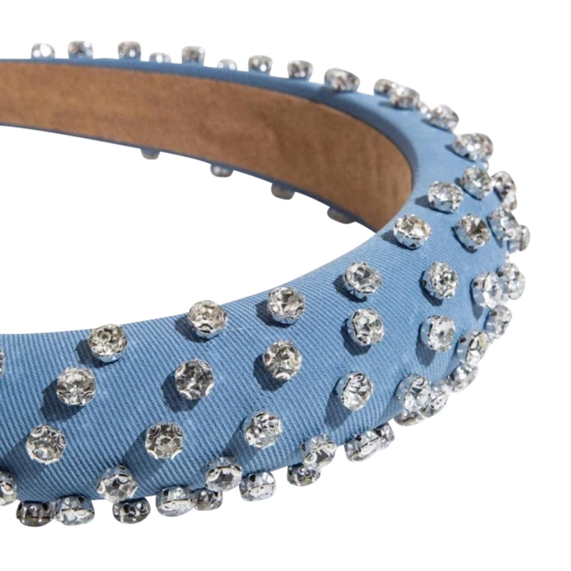 Britt Denim Embellished Padded Headband