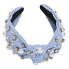 Oakleigh Embellished Knot Headband, Powder Blue