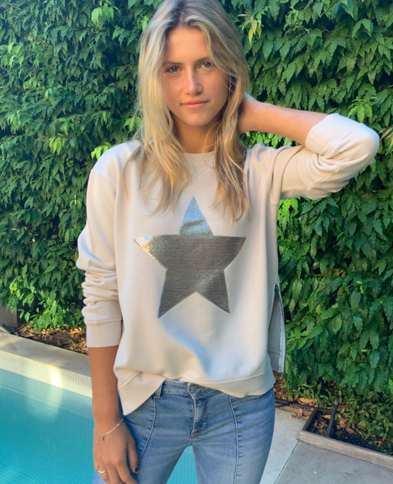 SWEATSHIRT, Beige Sequin Star
