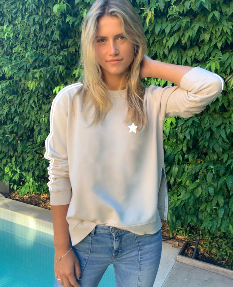 SWEATSHIRT, Beige and White