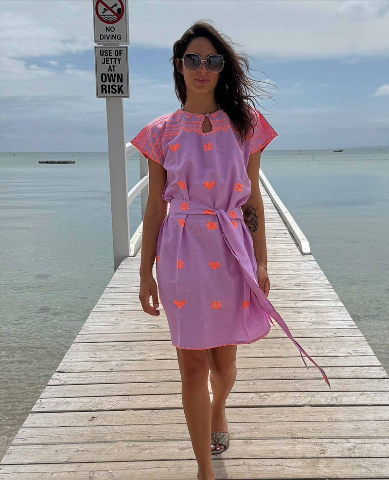 SHORT Kaftan, Lilac/Orange *OCT DELIVERY*