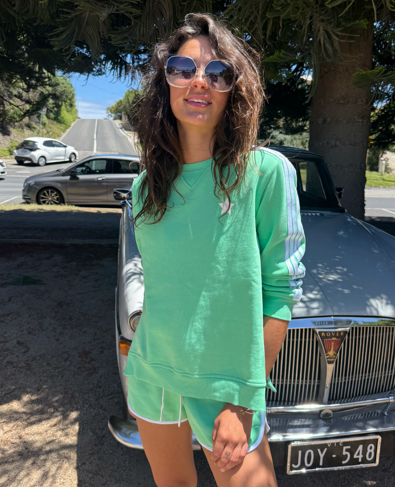 SWEATSHIRT, Minty Green and White