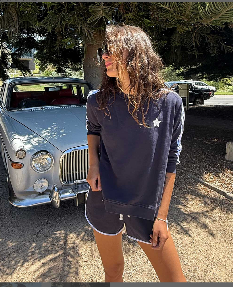 SWEATSHIRT, Navy and White