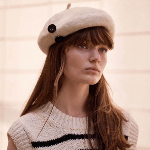 Button Ivory Beret