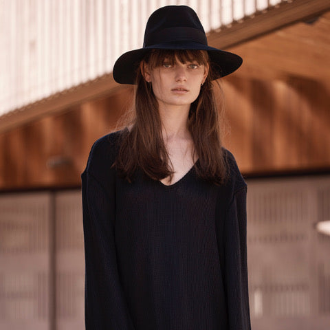 Traditional Wool Fedora in Noir