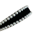 York Black Velvet Headband with Pearl Piping *END-JAN*