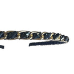 Cher Simple Thin Beaded Headband, Navy