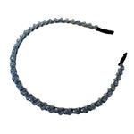 Cher Simple Thin Beaded Headband, Soft Blue