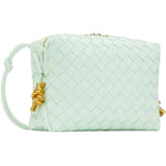 BV Leather Weaved Crossbody Bag, Menta