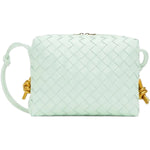 BV Leather Weaved Crossbody Bag, Menta