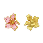 Ra-Ra Pink + Red Flower Stud Earrings