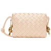 BV Leather Weaved Crossbody Bag, Rosa