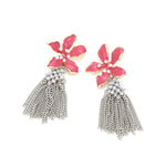 Alexis Pink Enamel Flower Statement Earrings