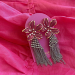 Alexis Pink Enamel Flower Statement Earrings