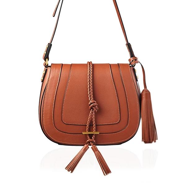 'Harriet' Maxi Saddle Bag, Tan Leather